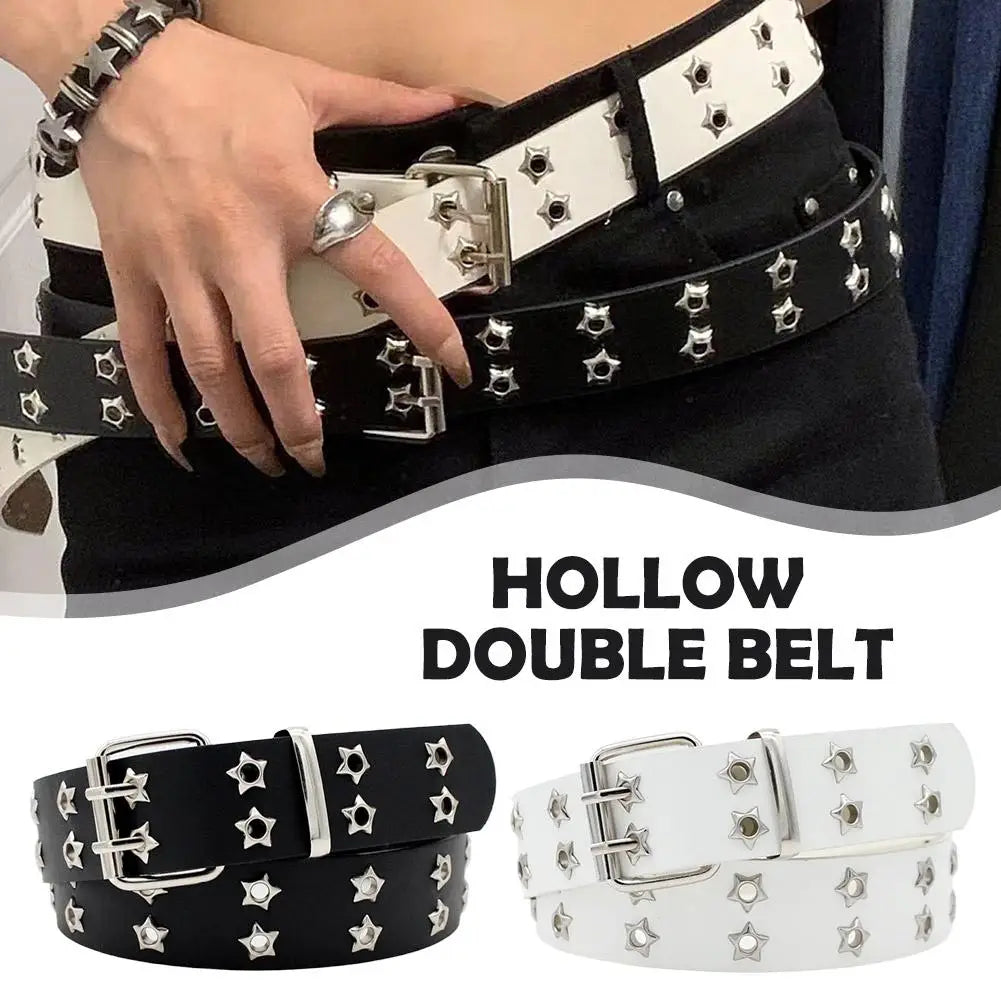 Y2K Punk Rivet Star Belt – Gothic PU Waistband for Jeans & Skirts