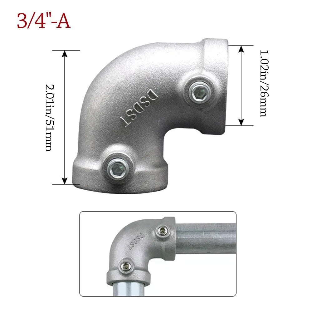 New 1\2''/3\4" Pipe Fitting Connector Aluminum Alloy Steel Fixed buckle Frame Fasteners DIY Corner Circular Pipe Connector pipes Oasis Select 3-4---A
