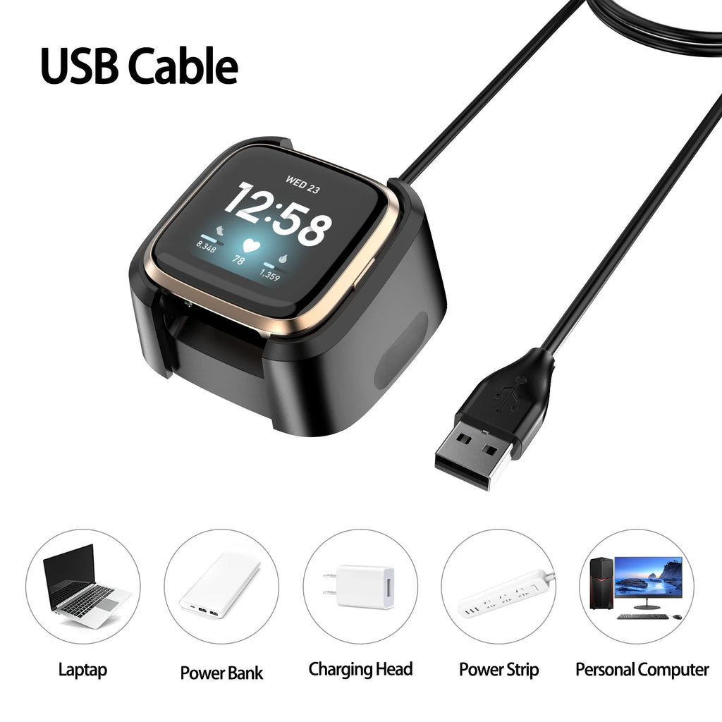 Fitbit Versa 2 USB Charger Dock & Charging Cable Stand Smartwatch Charger Dock Oasis Select