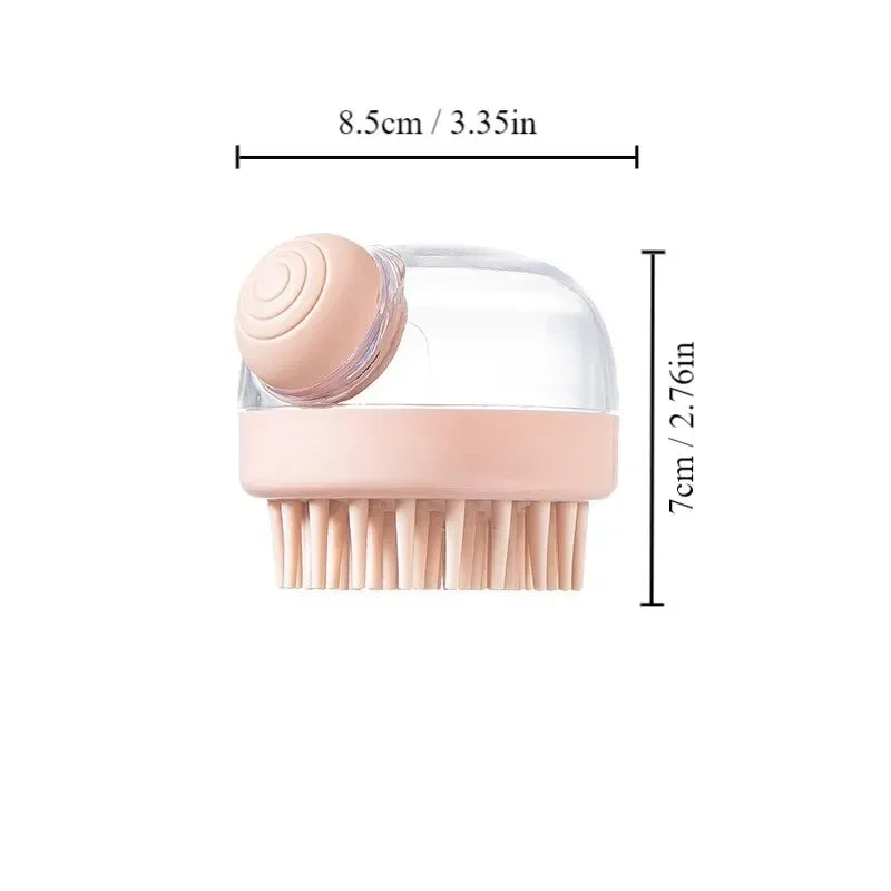 Pet Bath Brush with Shampoo Dispenser | Soft Silicone Pet Grooming Brush Oasis Select Pink