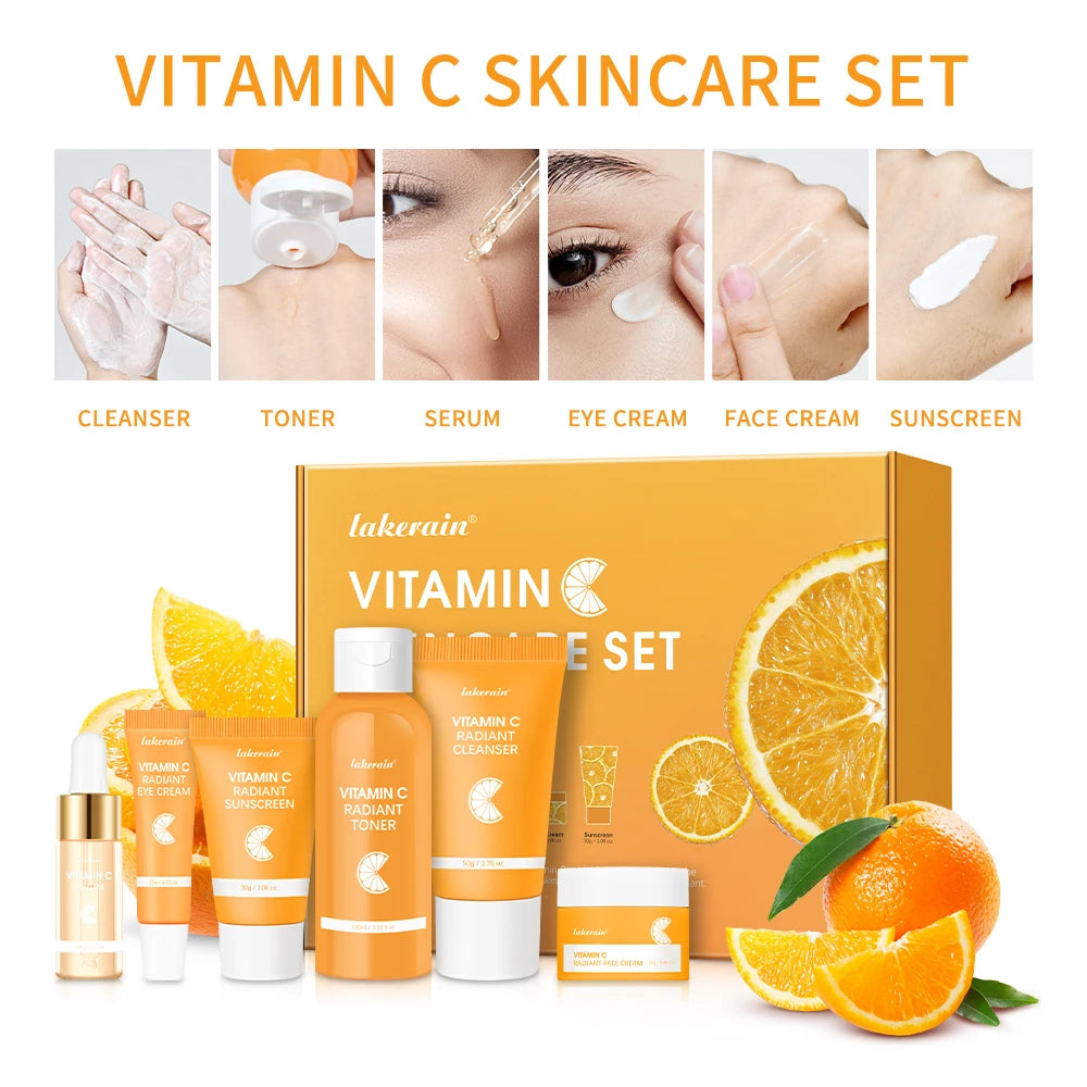 Lakerain 6-Piece Vitamin C Skincare Set – Gift for Women