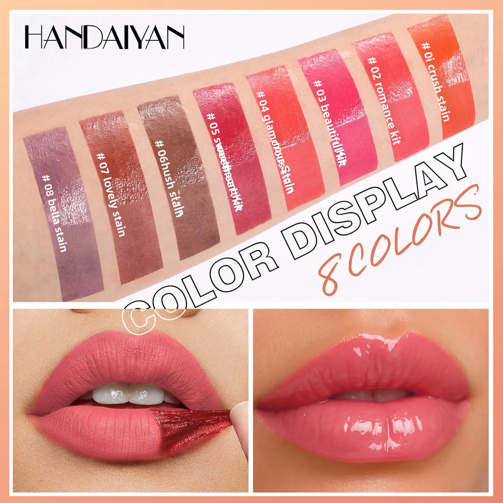 HANDAIYAN 2-in-1 Peel-Off Matte Lip Stain & Mirror Lip Gloss