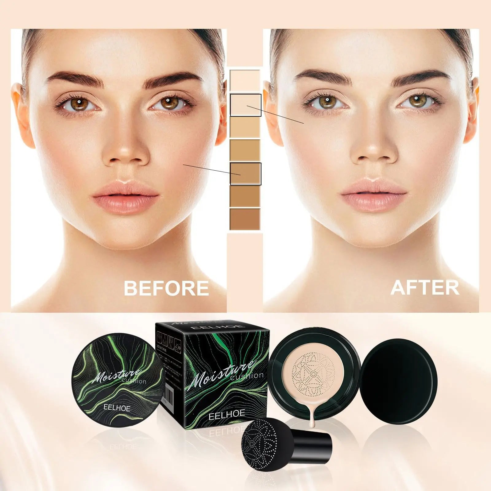 EELHOE Mushroom Head Air Cushion BB Cream – Full Coverage Base Air Cushion Foundation Oasis Select