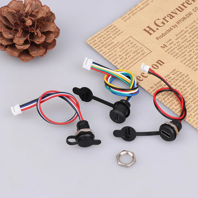 USB-C High Current Charging Socket Female With M11 Nut Snap Lock Plate Type C Waterproof Female Connector Jack C Socket Oasis Select