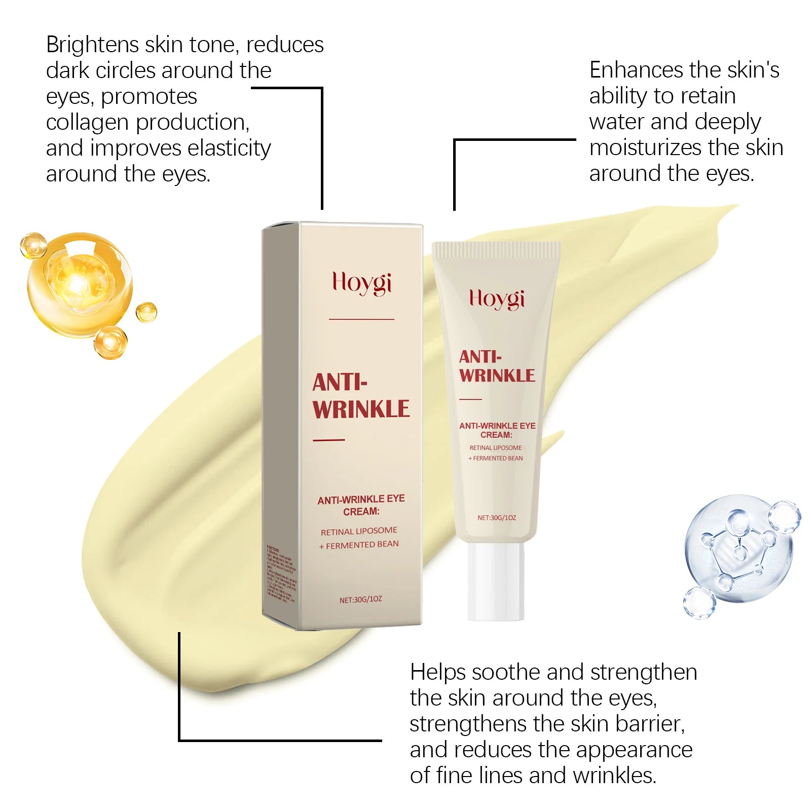 Retinol Eye Cream 4% Anti Aging Eye Treatment Dark Circles, Wrinkles, Puffiness Firming & Lifting Eye Cream For Women Oasis Select