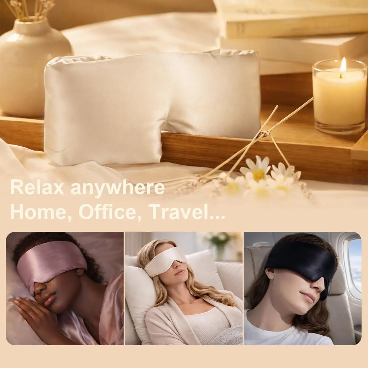 1-10PCS Silk Feel Sleep Mask Embroidered Floral Light Blocking Eye Cover for Women Men Travel Midday Nap Home Weighted Oasis Select