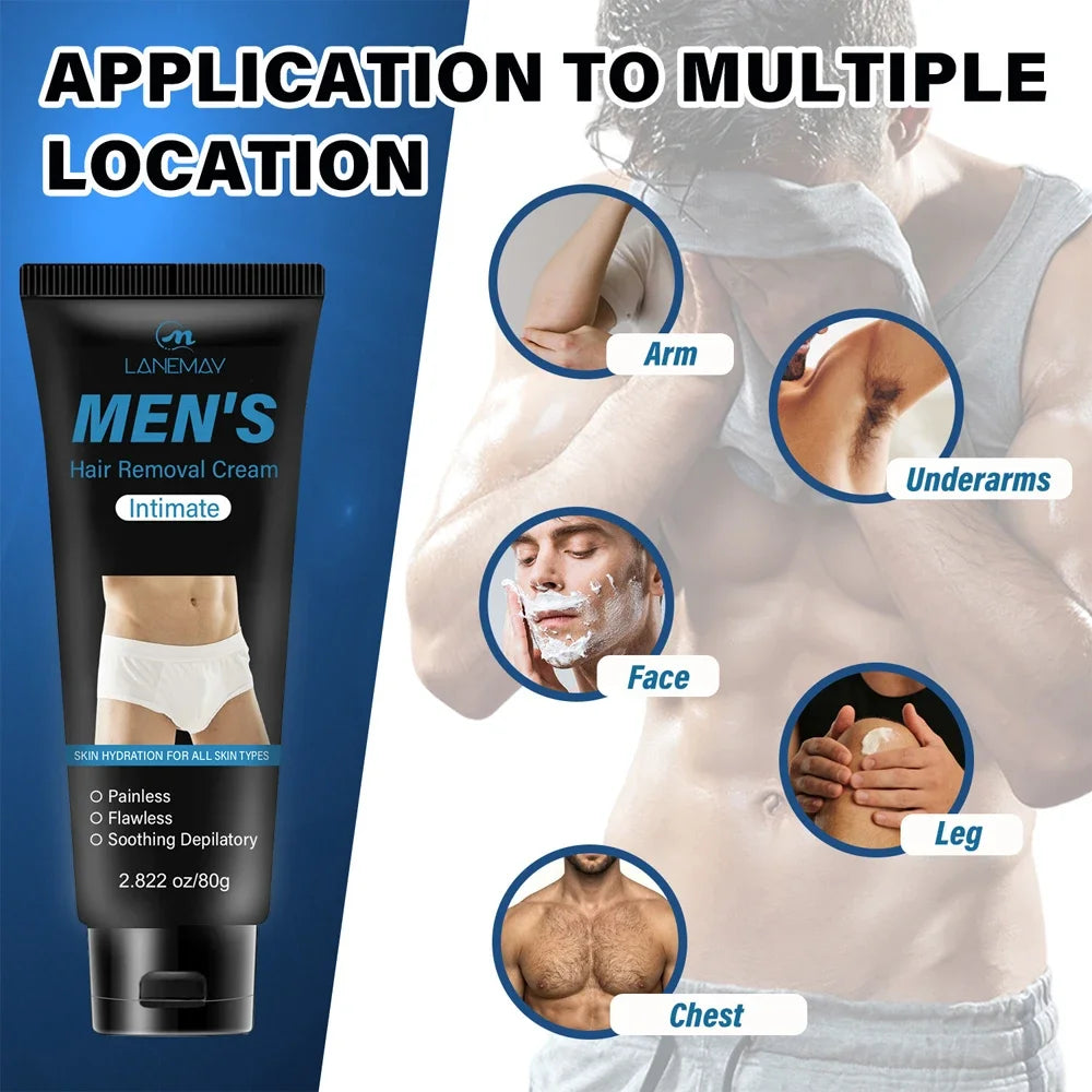 Men's Mild Hair Removal Cream, Gentle Care Formula, Fast Removal, Clean Smooth Refreshing Hydrating Body Depilatory Cream Oasis Select