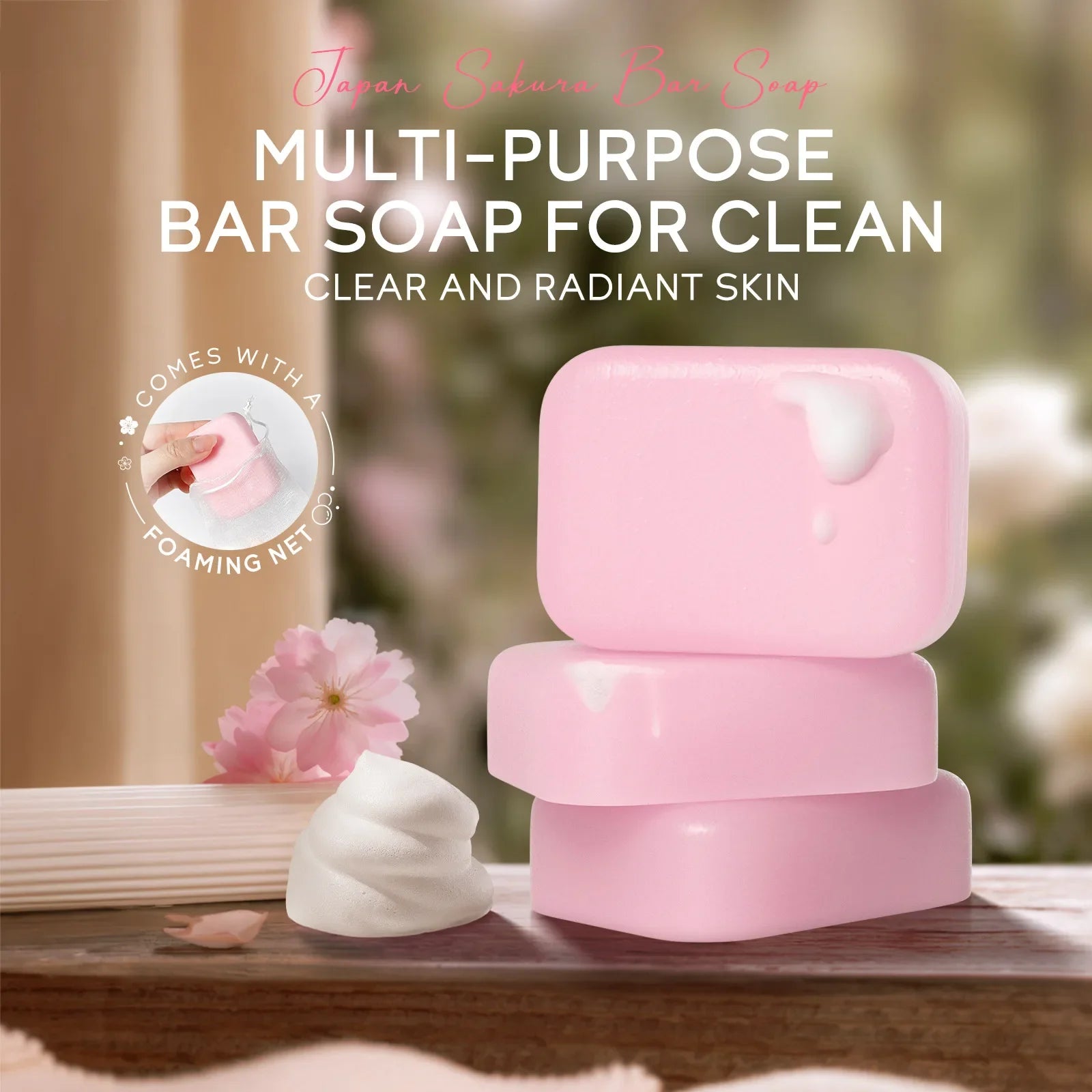 LAIKOU Sakura Facial Body Whitening Soap Reduces Acne Dark Spot Deep Cleaning Cutin For Face Body Skin Care 90g ﻿ Oasis Select