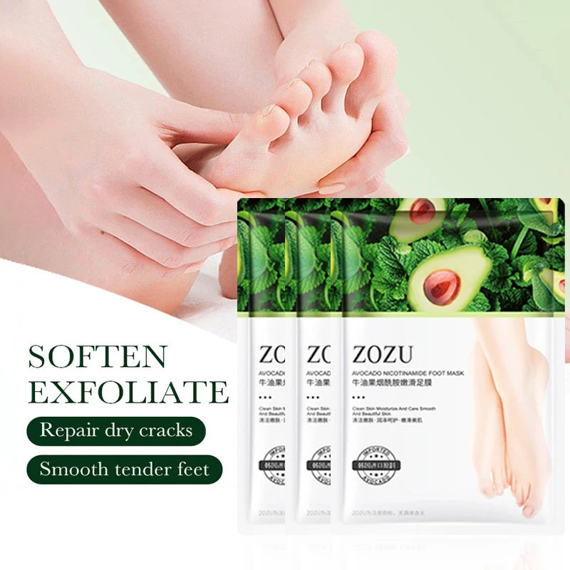 5-Pair Avocado Exfoliating Foot Mask – Dead Skin Remover & Moisturizer Foot Peel Mask Oasis Select