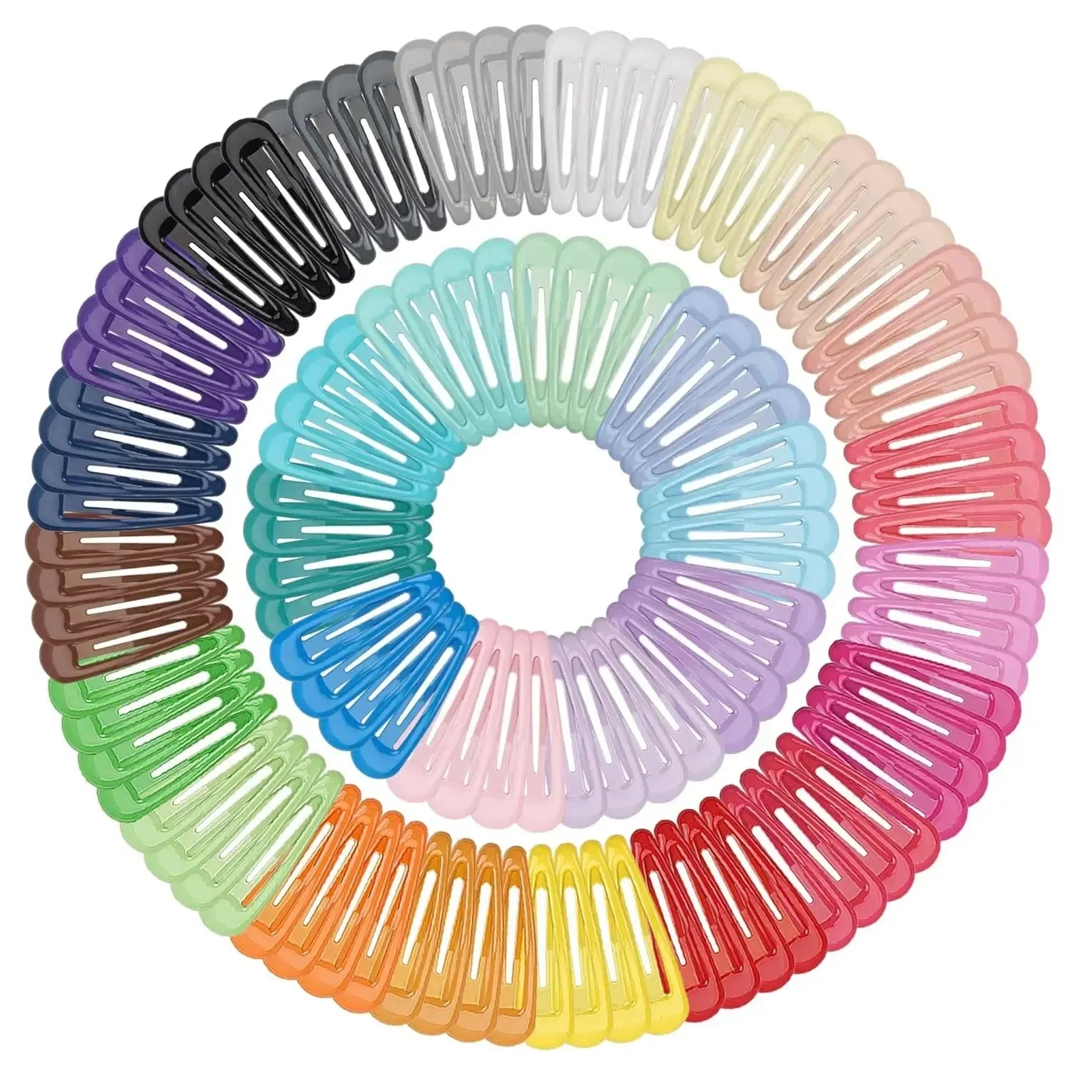 50 PCS Snap Hair Clips – No-Slip Textured Alloy Grip, Candy & Pastel Glossy Colors for Everyday Styling Oasis Select 50pcs2 random color