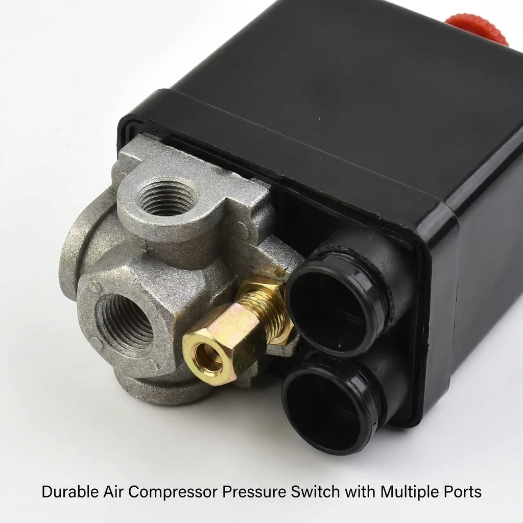 4Port Manifold Electric Air Compressor Pressure Switch 90-120psi Automatic Tool Accessory for Air Compressors Oasis Select