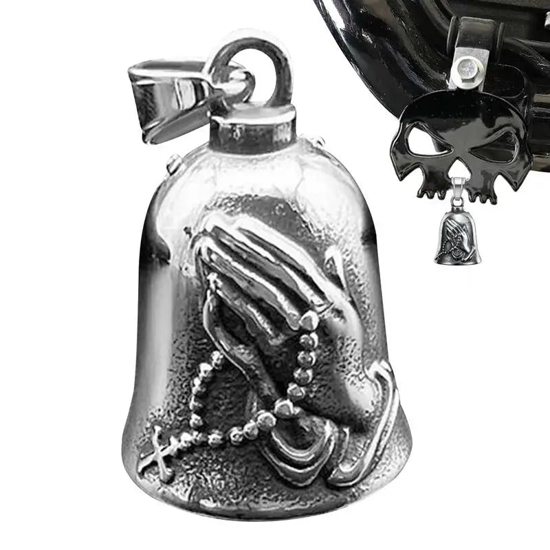 Motorcycle Lucky Bell Praying Hand protector Luck Bell 3D Motorcycle Bell Biker protecto Good Luck Riding Bell Luck Riding Bells Oasis Select