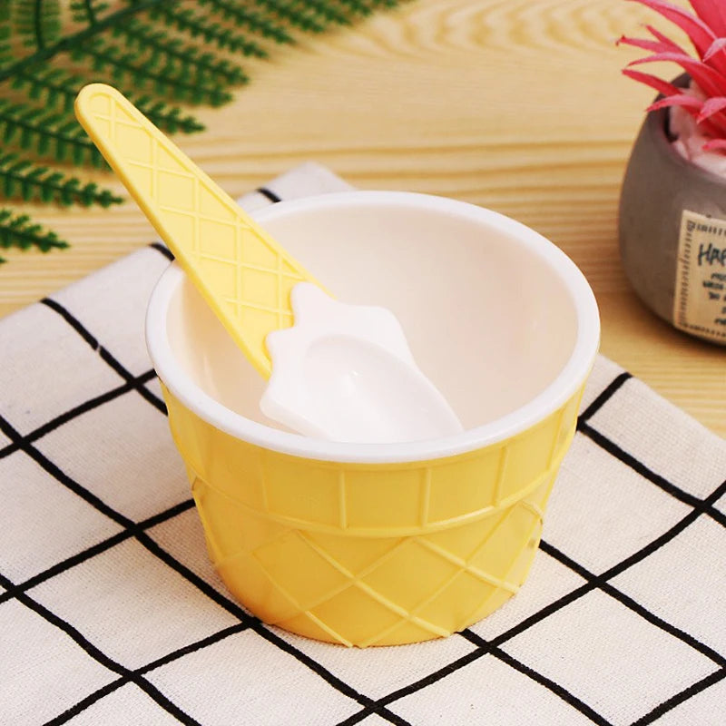 1Set New Kids Ice Cream Bowl Spoon Set Durable Children Gifts Lovely Dessert Bowl DIY Ice Cream Tools icecream bowl+spoon Oasis Select style I