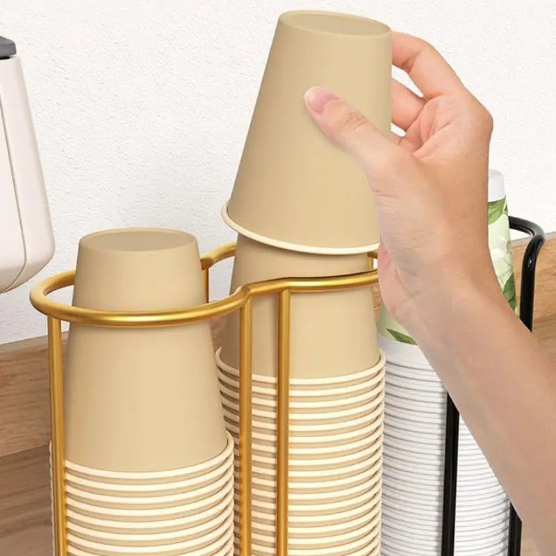 Metal Paper Cup Holder Sleek Space-Saving Organizer for Disposable Paper Cups Premium Countertop Rack for Desk Kitchen Oasis Select