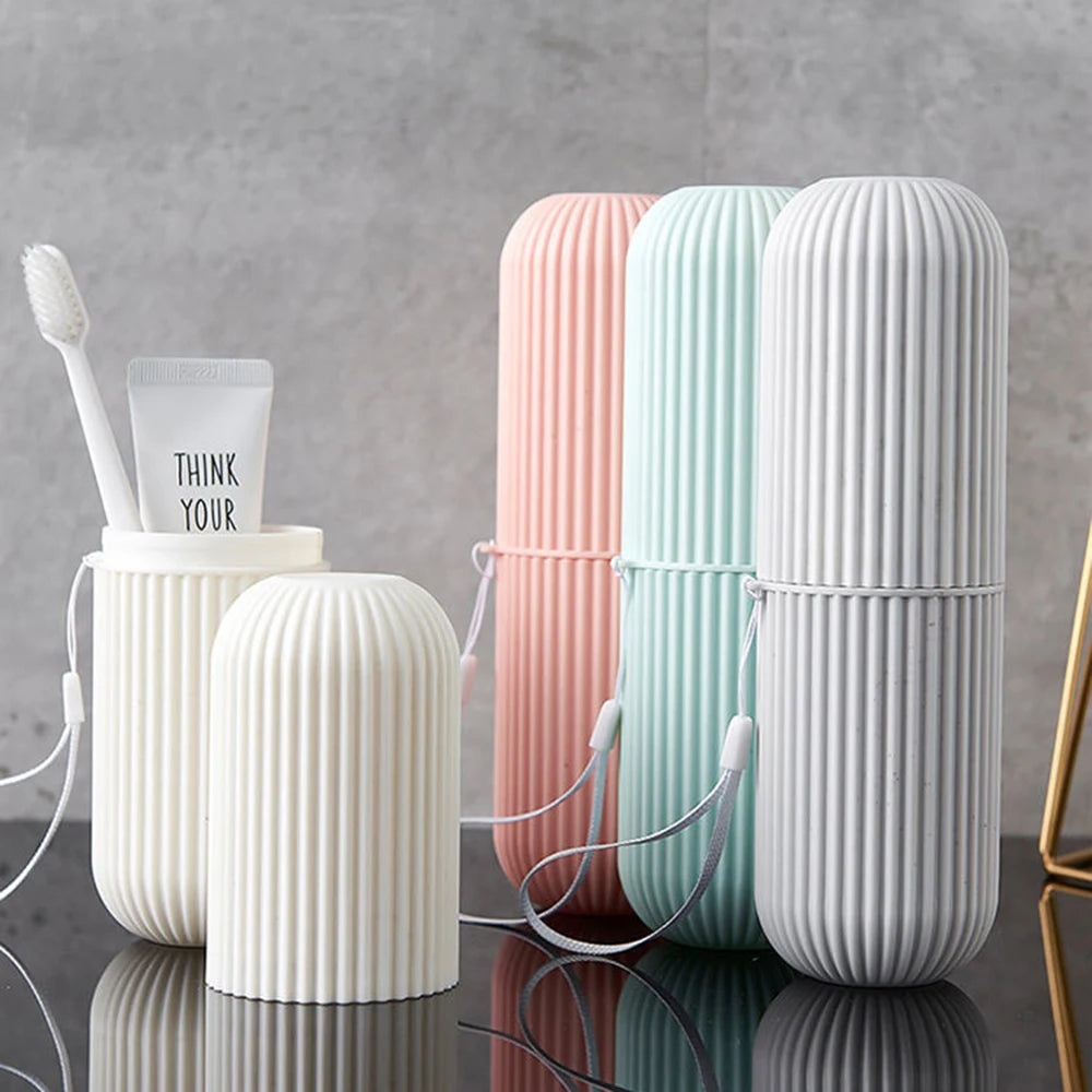 Travel Toothbrush & Toothpaste Storage Case | Portable Cup