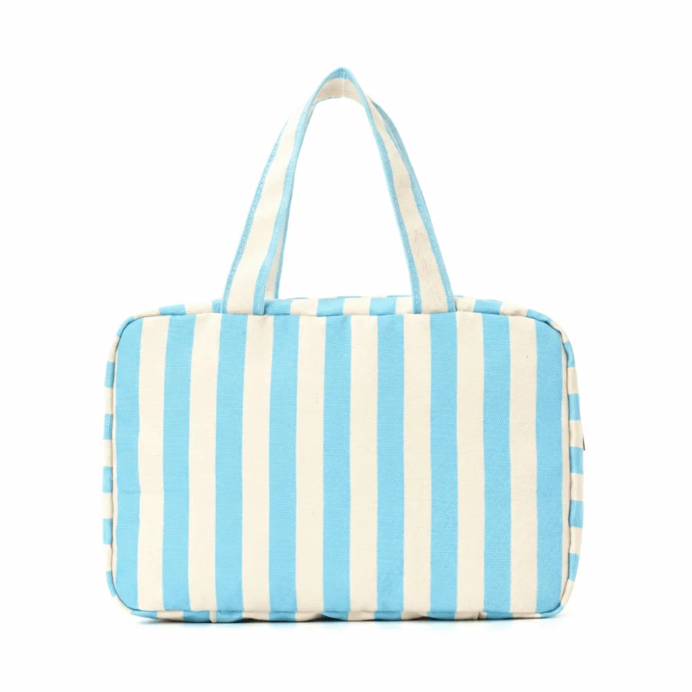 Striped Travel Makeup Bag – 4-Layer Large Capacity Organizer