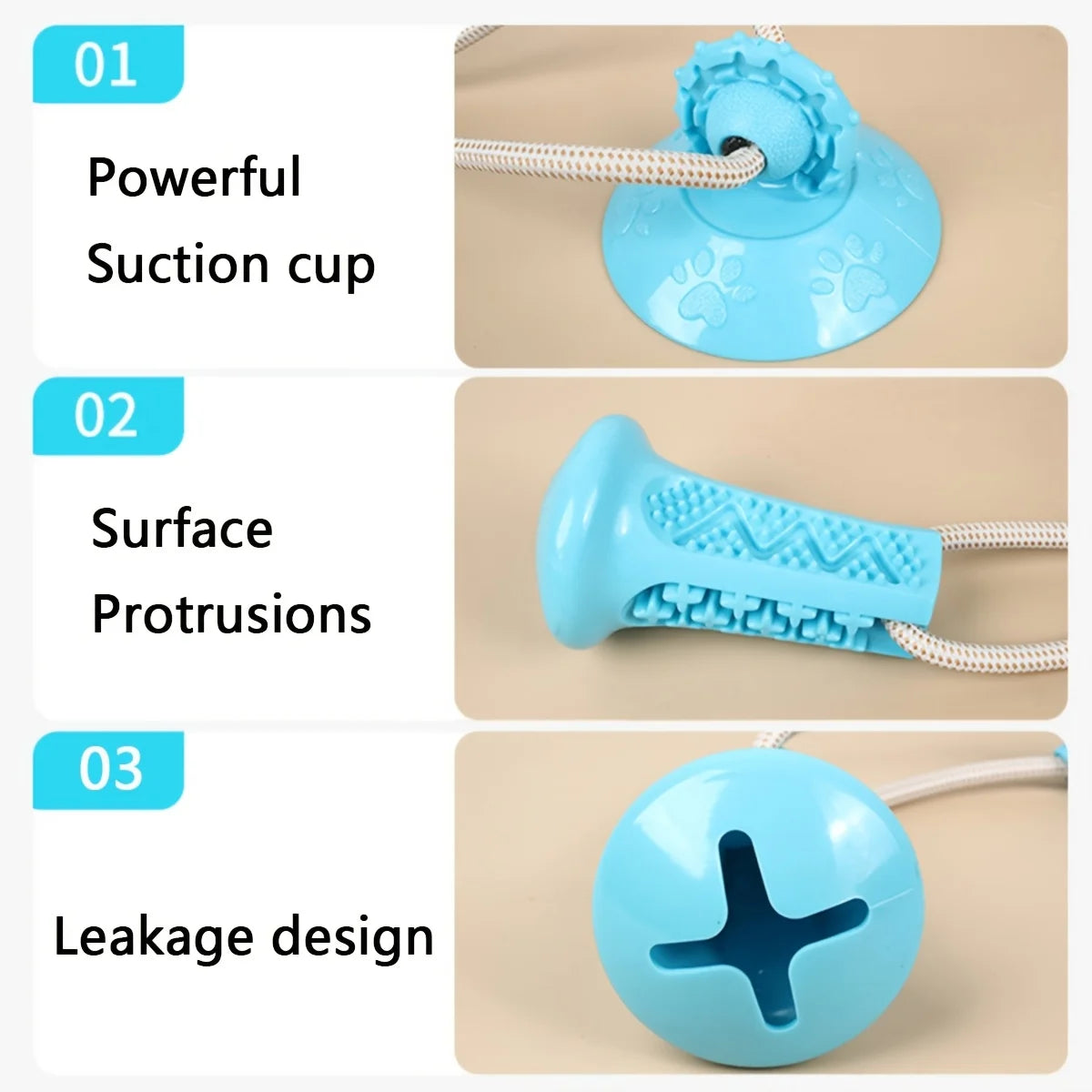 Dog Toy Suction Interactive Chew Toy Teeth Grinding Ball with Food Dispenser Boredom Buster Energy Expenditure Pet Supplies Oasis Select