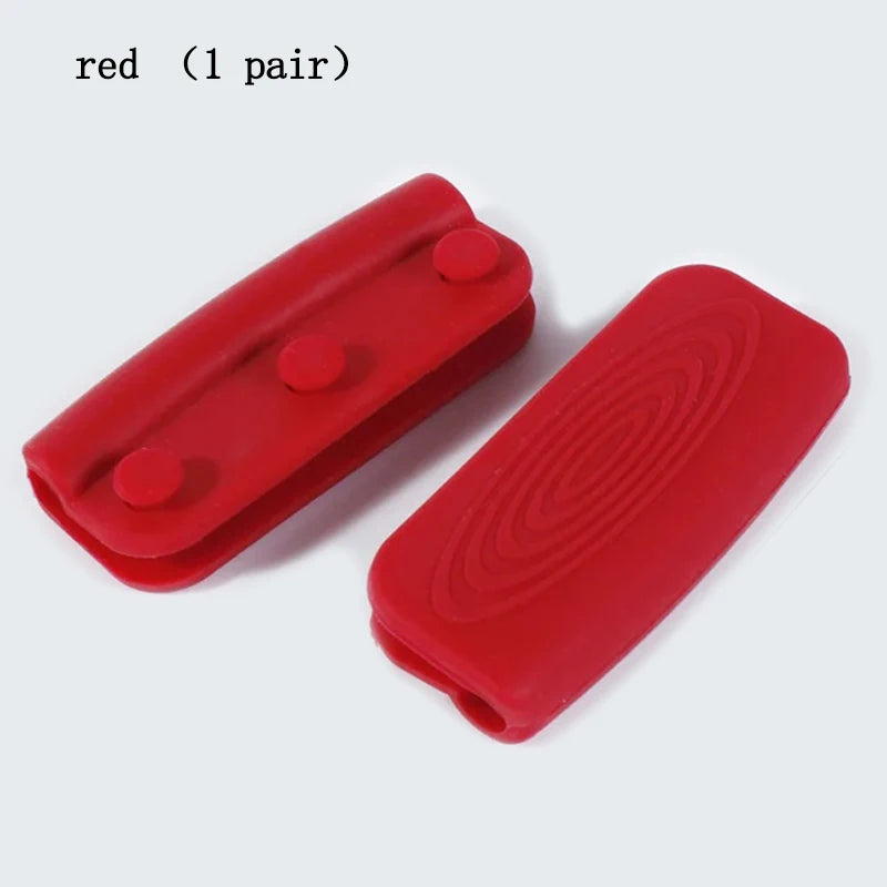 2/8 Silicone Pan Handle Cover Heat Insulation Covers Pot Ear Clip Non-slip Steamer Casserole Pan Handle Holder Kitchen Tools Oasis Select red 1pair