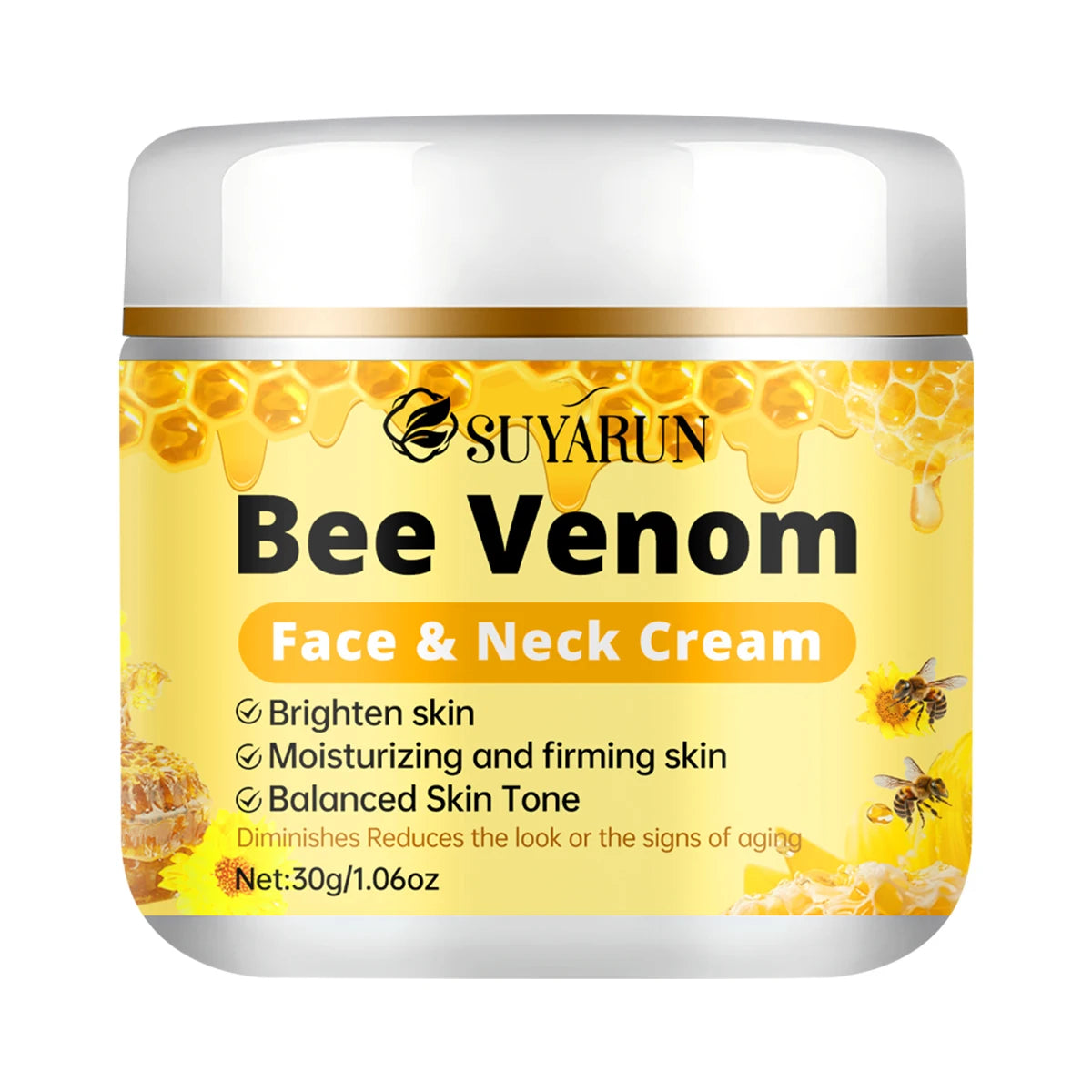 SUYARUN Premium Bee Venom Anti-Aging Face & Neck Cream - Firming Wrinkle Reduction, Deep Hydration Organic Formula. Oasis Select 30g