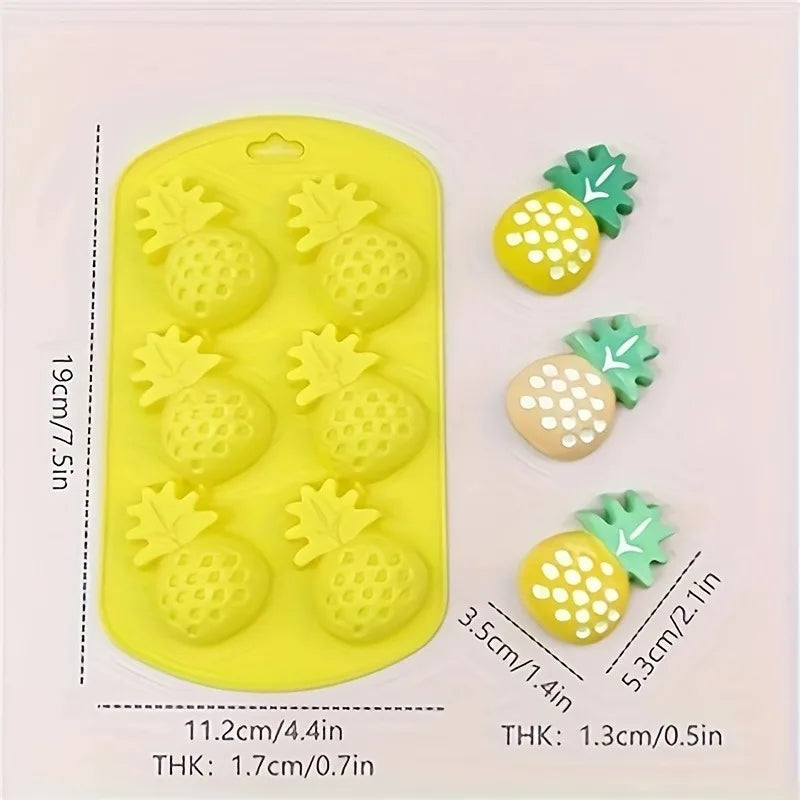 Silicone Fruit Shaped Freeze Molds, Food-Grade Flexible Bakeware, for Ice Cubes, Chocolate, Cake Decoration Oasis Select pineapple