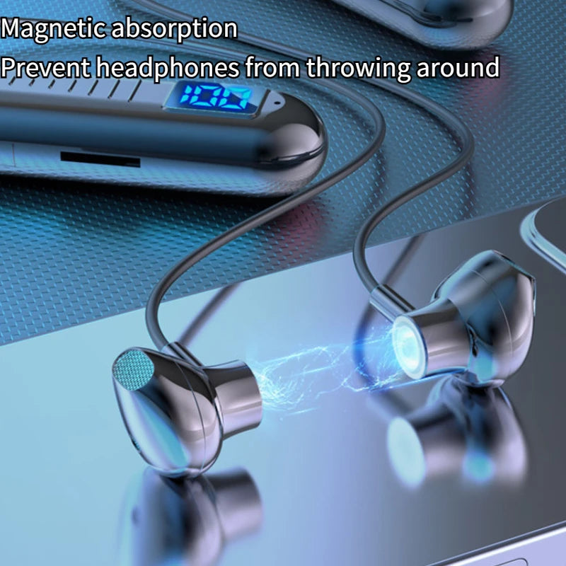 Wireless Bluetooth headset neck-mounted headset game noise reduction digital display LED display ultra-long standby stereo Oasis Select