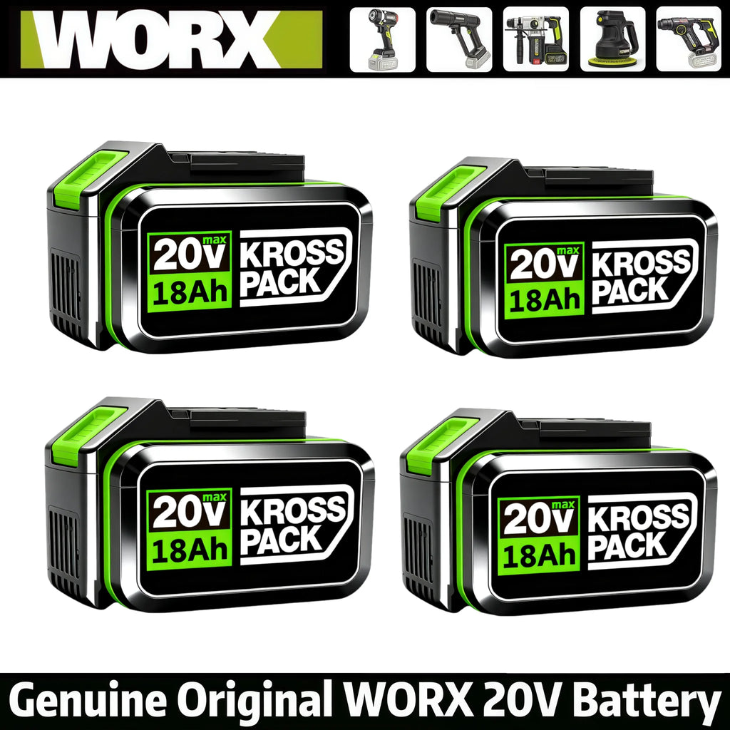 New High-capacity 20V Worx 18000mAh Replacement Lithium-ion Battery，For WA3551 WA3551.1 WA3553 WA3641Rechargeable Tool Battery Oasis Select 5Pin-18Ah-4PCS