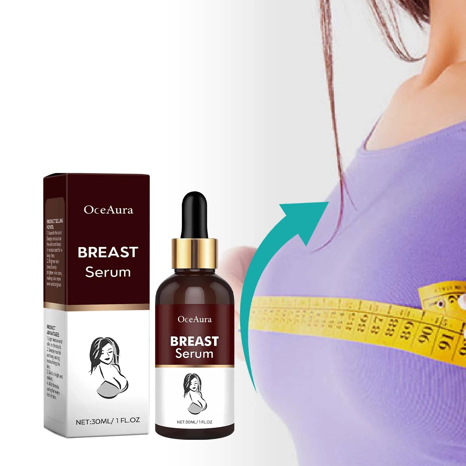 Breast Massage Serum, Brightening, Plumping, Lifting, Firming, Hydrating Nourishing Massage & Softening Topical Essence Oasis Select