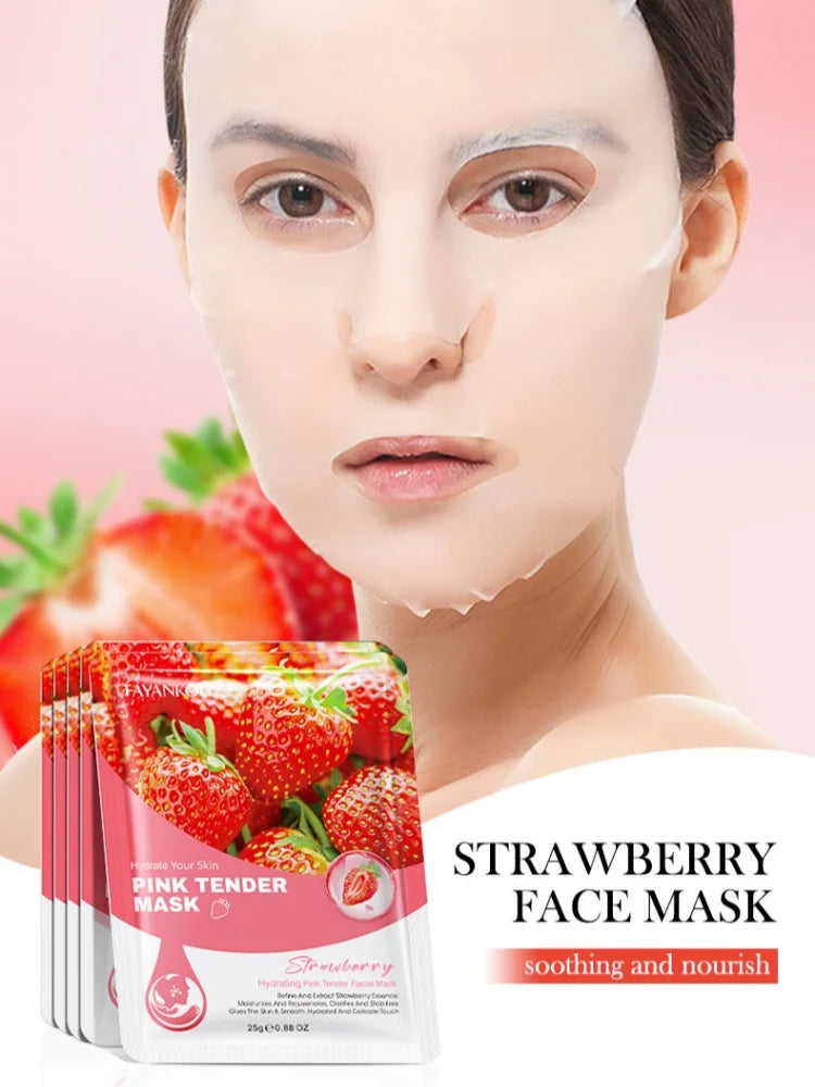Strawberry Moisturizing Facial Mask – 9 Pc Nourishing Set Facial Sheet Mask Oasis Select
