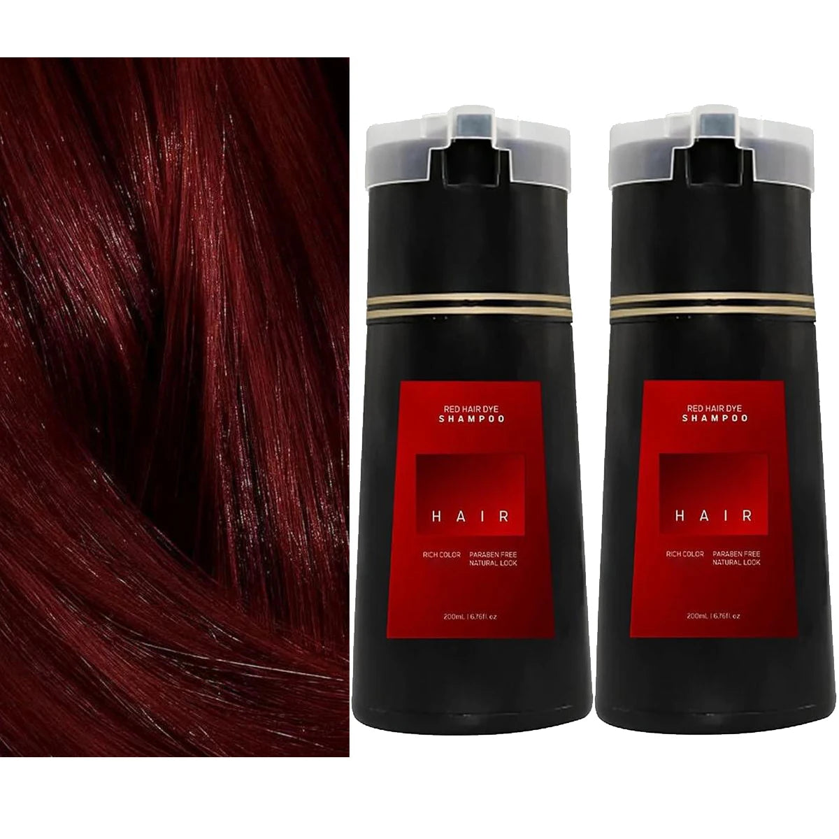 Nova Hair Color Shampoo – Instant Gray Coverage, 200ml Hair Dye Shampoo Oasis Select 2pcs-red