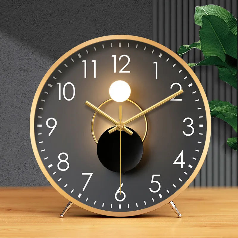 Luxury Desktop Quartz Clock, Creative Modern Table Clock for Home Living Room Decor, Elegant High-end Ornament Timepiece Oasis Select F