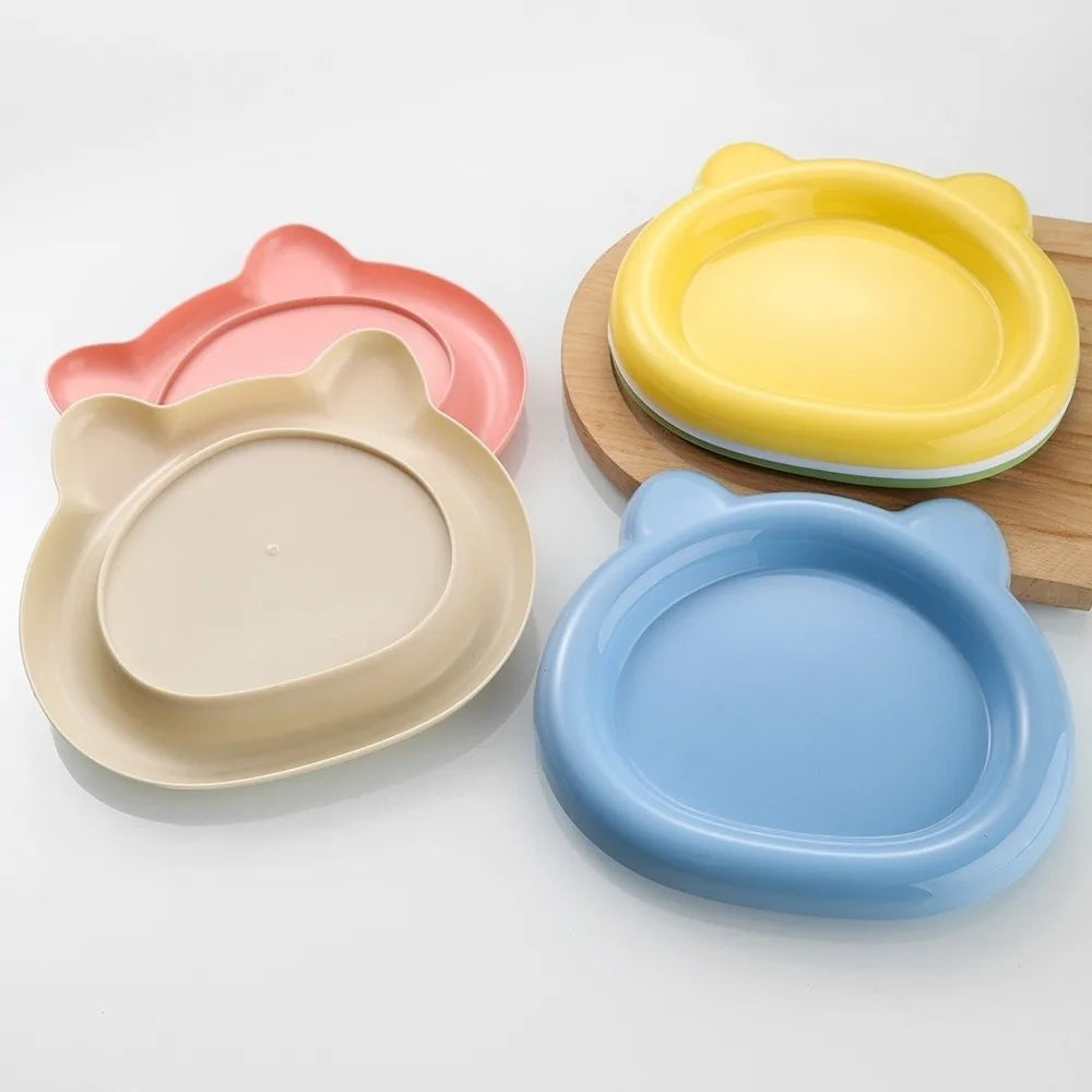 Colorful Plastic PP Cat Bowls Little Bear Pastry Plate Kitten Bowl Ins Cute Pet Supplies for Puppy Cat Oasis Select