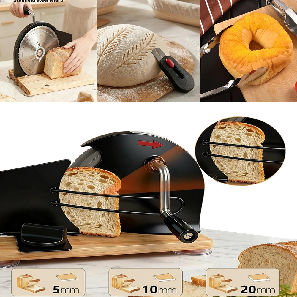 Homemade Bread Tool Set - 5-20mm Adjustable Thickness Manual Bread Cutter + Dough Scribing Tool + Bread Clamp Bakery Supplies Oasis Select