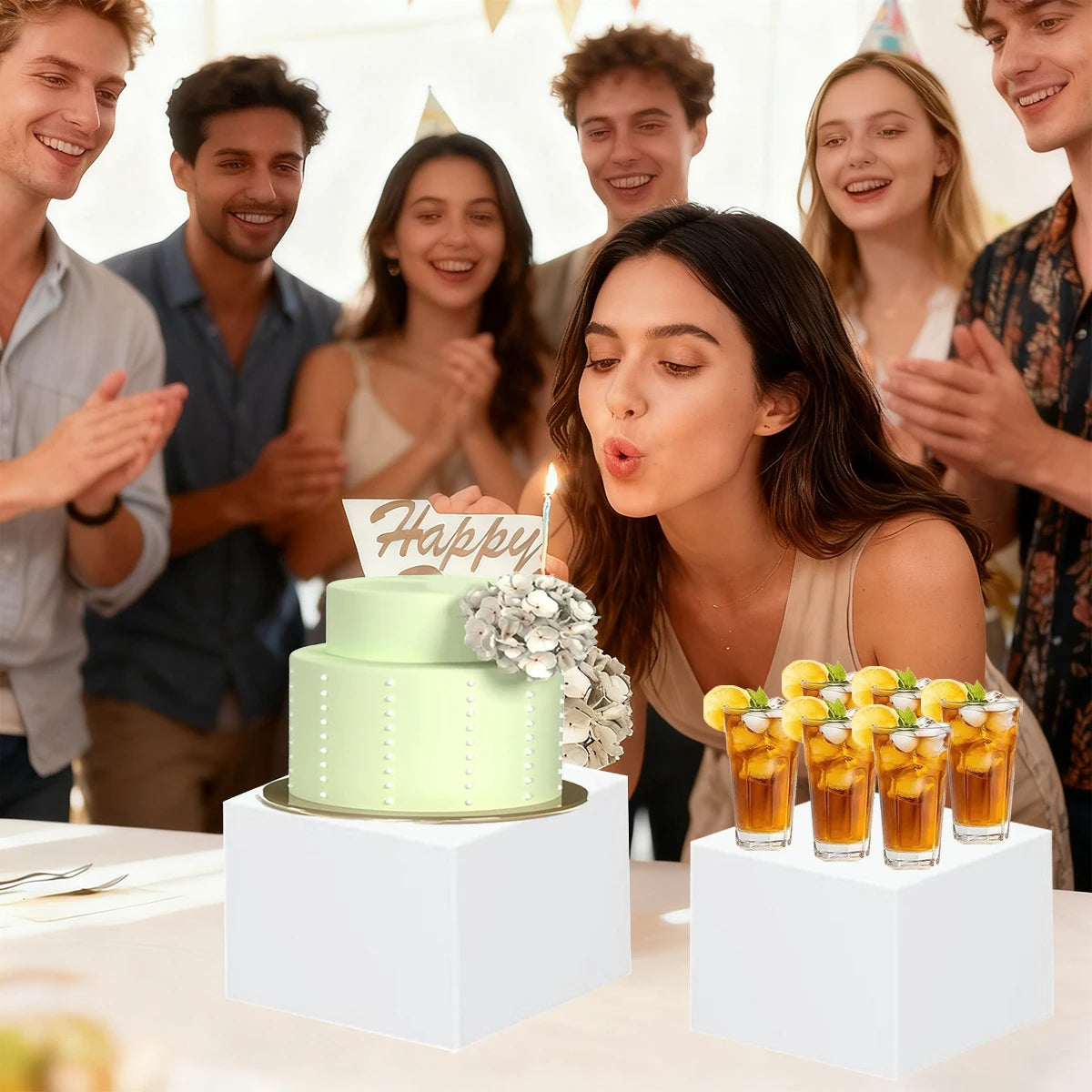 3pcs/4pcs acrylic white/transparent cake dessert display stand stackable cake display box suitable for weddings and birthdays Oasis Select