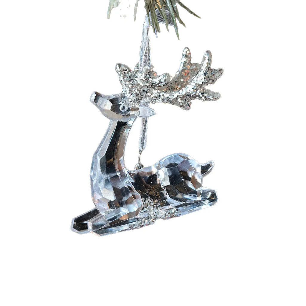 Christmas Tree Pendant Decoration Clear Acrylic Angel Deer Light Luxury Hanging Ornament Christmas Decoration Oasis Select