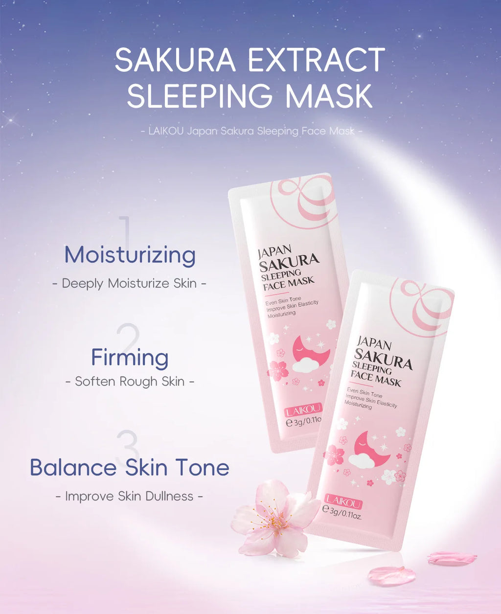 LAIKOU Sakura Sleeping Face Mask – Hydrating 5pcs Set Sleeping Face Mask Oasis Select