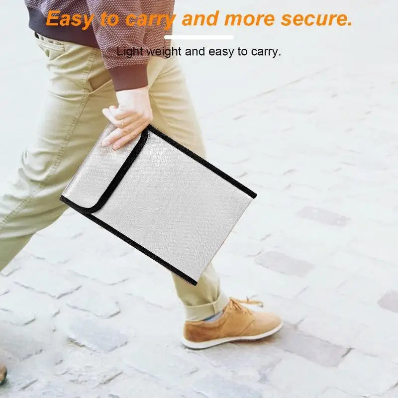 Waterproof Fireproof Document Bag Heat Resistant Large Capacity Safe Pouch for Valuables Cash Travel Emergency Home Use Oasis Select