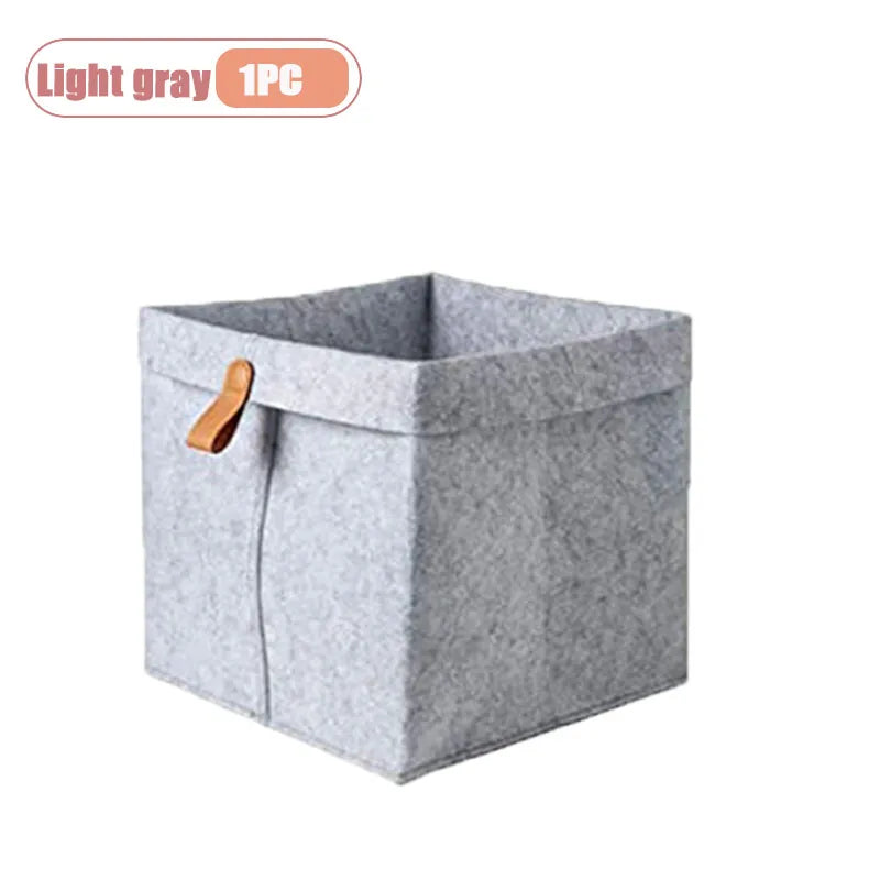 1-5PCS Desktop Organizer Basket Felt Storage Bin for Snacks and Sundries Home Office Desk Tidy Declutter Storage Box Oasis Select Light grey-1PC 20X20X12cm