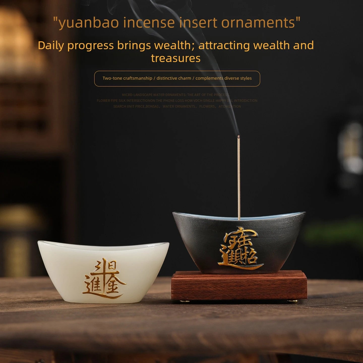 Jade Ceramic Yuanbao Incense Burner Attract Wealth, Stick & Coil Incense Holder for Tea Room Home Desktop Decoration Oasis Select