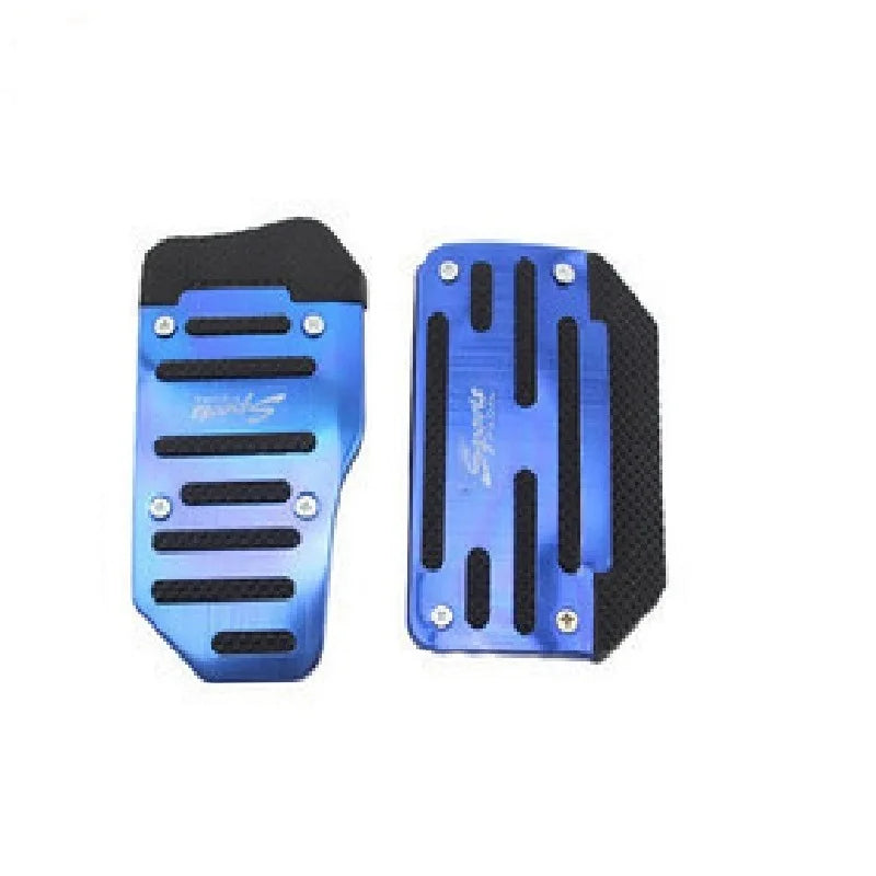 Universal Car Pedal Cover Aluminum Automatic Transmission Brake Fuel Gas Foot Pad Set Kit Pedals Red Blue Silver Non-Slip Tools Oasis Select automatic Blue Set