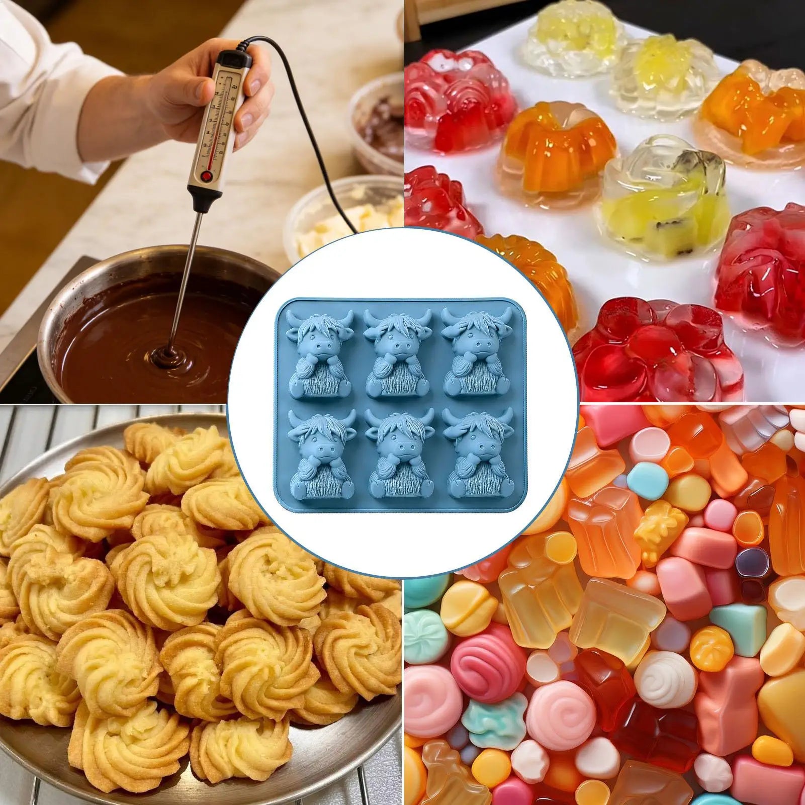 Ice Molds 6-Cavity Food Grade Reusable Baking Supplies Whiskey Ice Mold Cube Tray for Whiskey Bourbon Wine Candy Chocolate Jelly Oasis Select