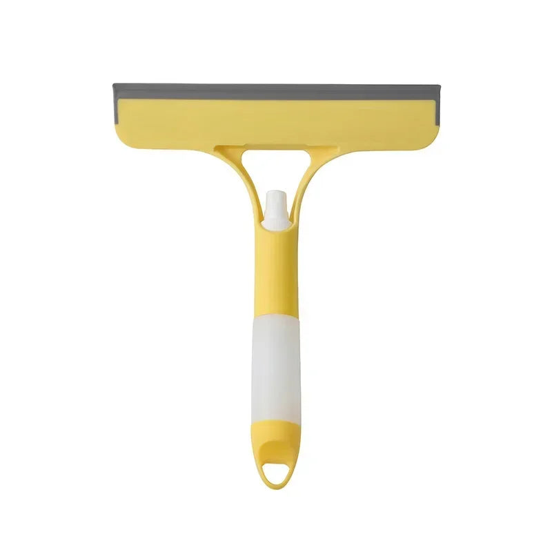 3 in 1 Window Cleaning Squeegee Multi Function Glass Mirror Wiper with Spray Bottle Microfiber Scrub Household Car Cleaner Tools Oasis Select ps-Yellow
