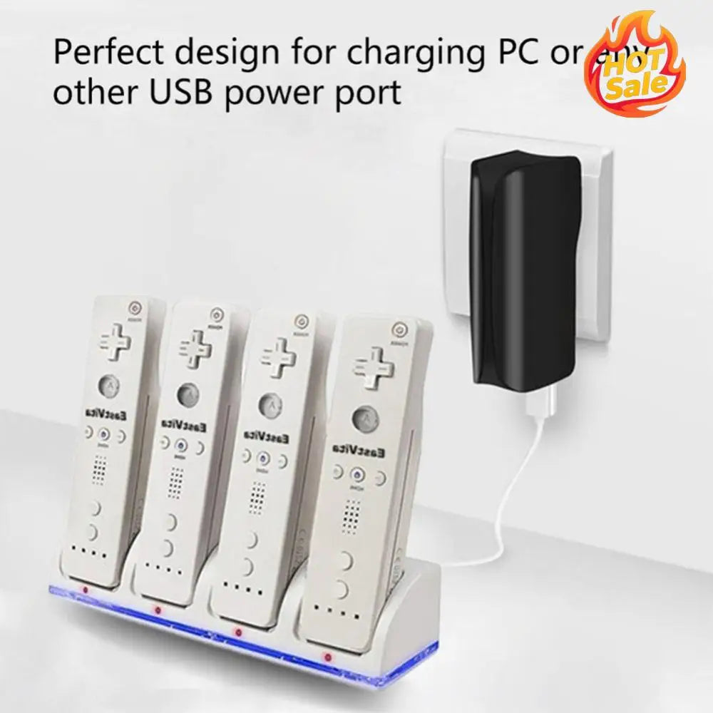 4 Port Charger Charging Stand Dock Station for WII Game Console Battery Powered Oasis Select