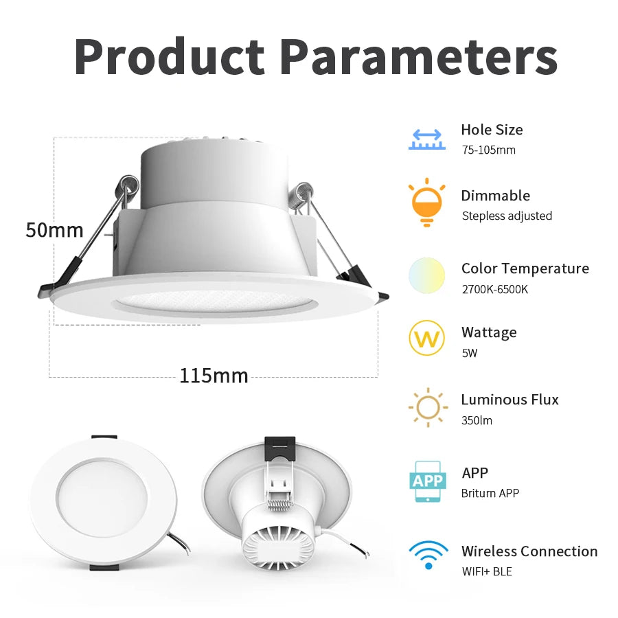 Smart WiFi LED Downlight 5W RGB Dimmable – Alexa & Google Home Smart LED Downlight Oasis Select