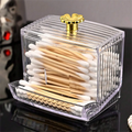 1pc Dispenser For Swab, Clear Plastic Apothecary Jar, Bathroom Canister Storage Box, Vanity Makeup Organizer With Lids Oasis Select Clear