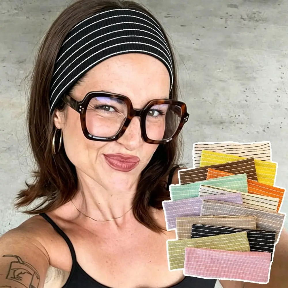 Fashion Y2K Stripes Headbands Elastic Sweat-absorbent Yoga Headband Women's Hairband Hair Accessories Oasis Select