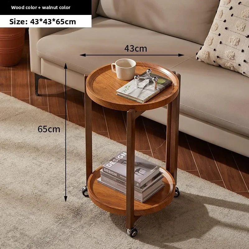 Multi-functional Movable trolley side table Living room coffee table Movable coffee table sturdy and durable Oasis Select Walnut Rack B