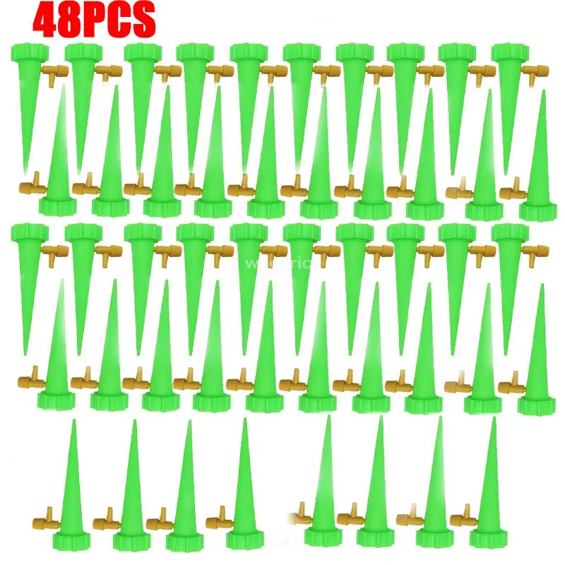 Automatic Drip Plants Irrigation Drip Irrigation Garden Watering System Garden Plant Self Watering Kits Insert Watering Devices Oasis Select 48PCS-Green
