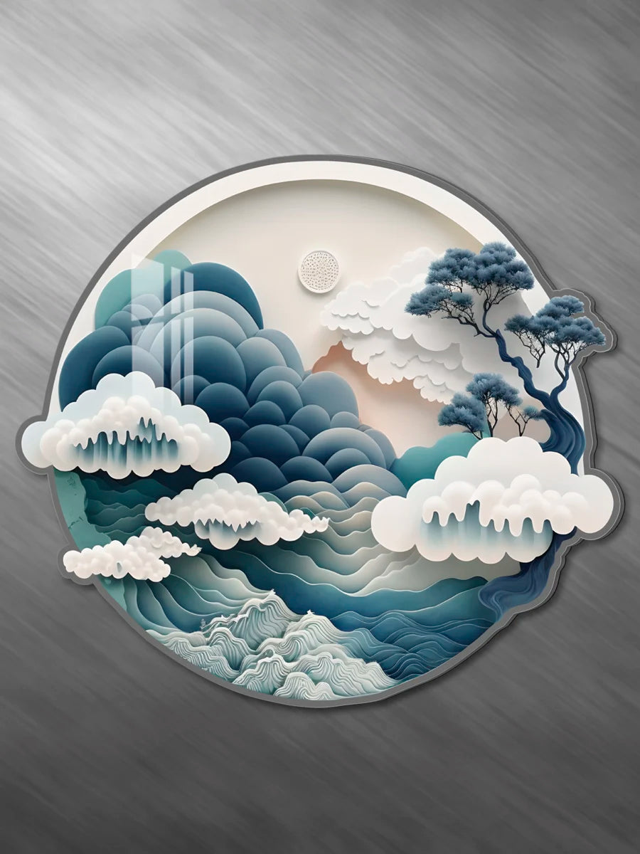 3D circular decoration wall stickers living room room self-adhesive stereo acrylic wall stickers creative stickers Oasis Select