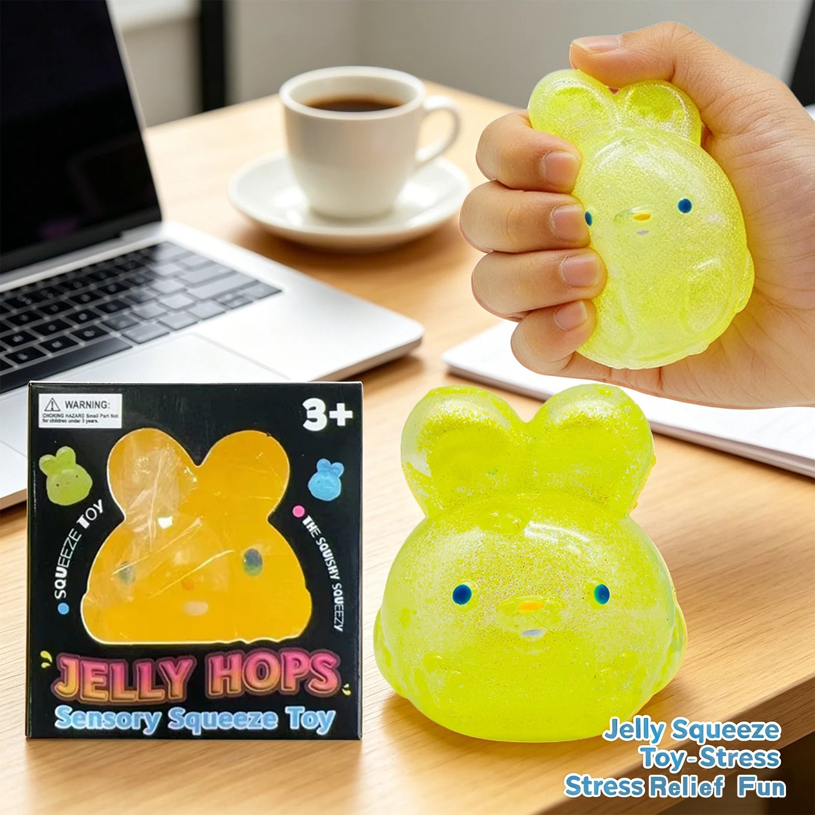 Cute Bunny Jelly Squeeze Toy Stress Relief Ball Shapeable Non-bounce Fidget Toy Stress Relief Toy for Kids and Adults Fun Gift Oasis Select