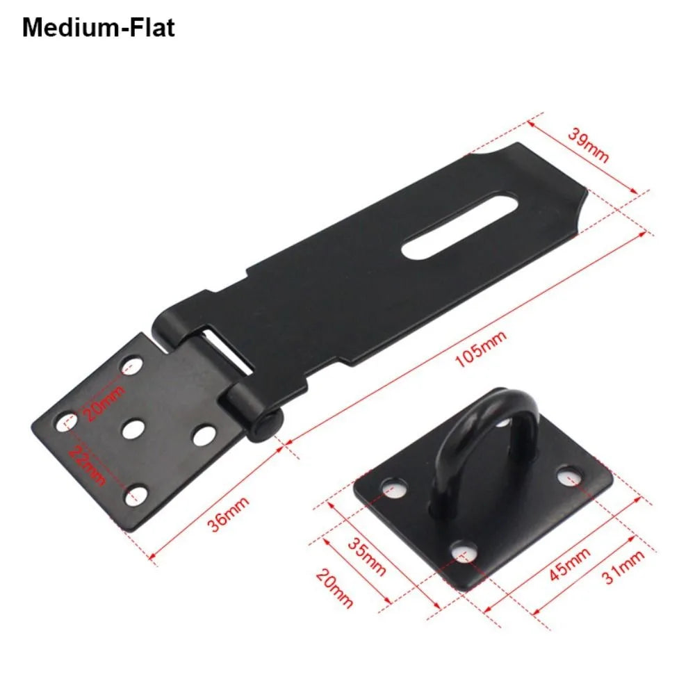 Padlock Hasp Door Clasp Lock 90 Degree Right Angle Shed Gate Latch Household Burglar-proof Bolt Door Buckle with Mounting Screw Oasis Select M-Flat Black